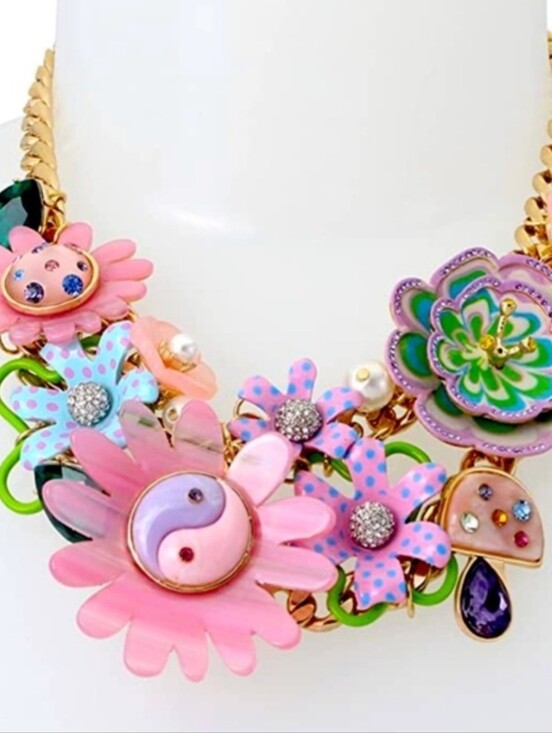 Betsey Johnson Jewelry - 🌸▪️Betsey Johnson▪️ Pink Multicolor Floral Drama Bib Statement Necklace